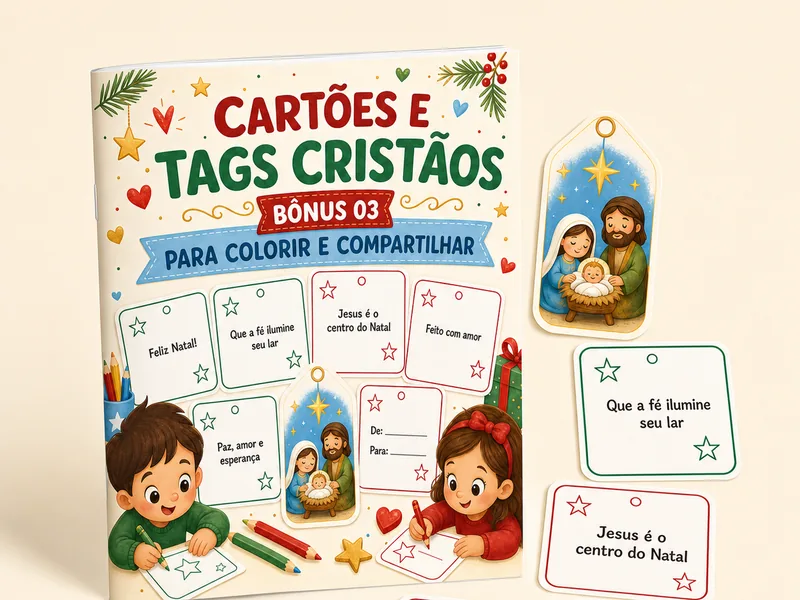Bônus 03: Cartões e Tags Cristãos para colorir