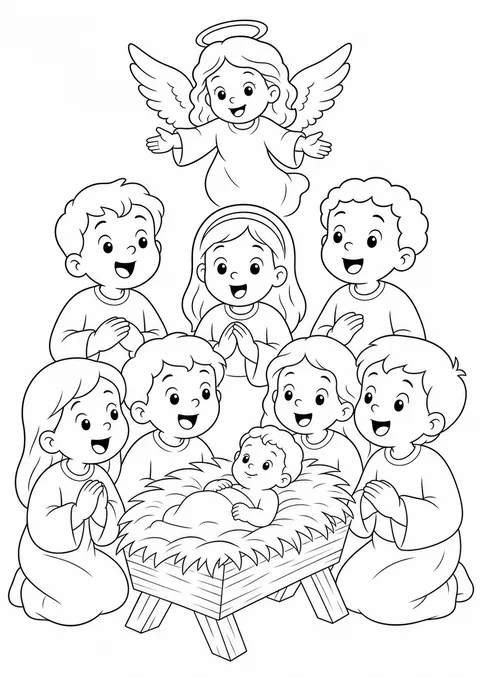 Desenho de coral infantil cantando para Jesus