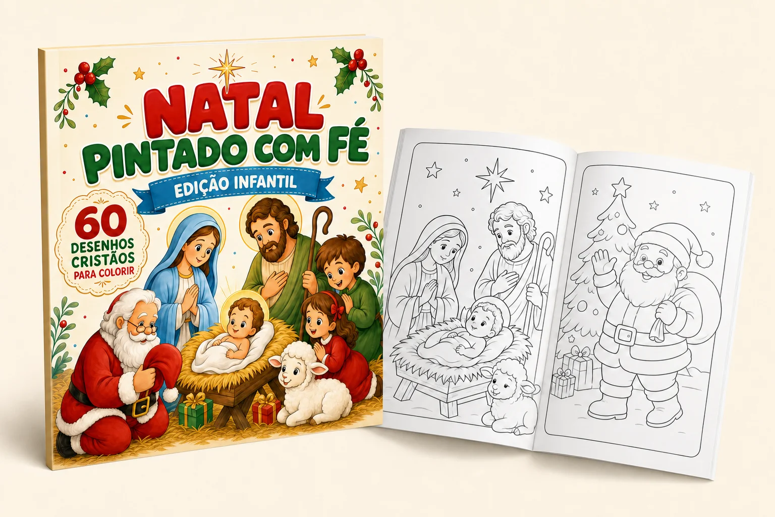 Natal Pintado com Fé — Edição Infantil, 60 desenhos cristãos, sem os bônus